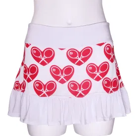 Limited Ruffle Tennis Skirt Mid Heart on White