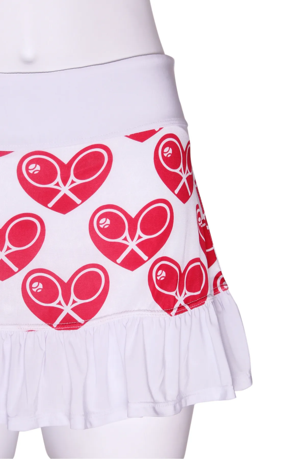 Limited Ruffle Tennis Skirt Mid Heart on White