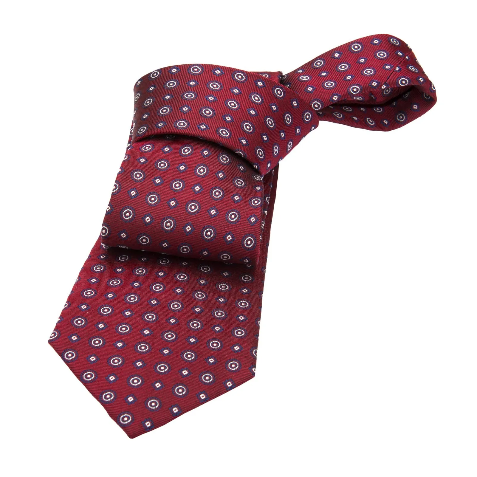 Ludlow Abstract Silk Tie, Red / Navy / Silver