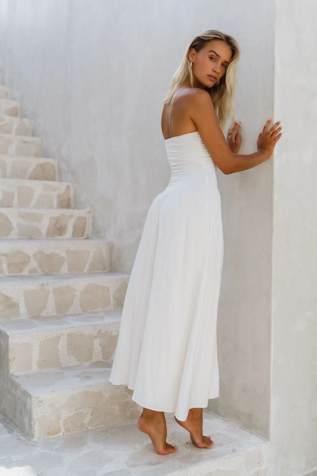 Mackenzie Dress in White Linen