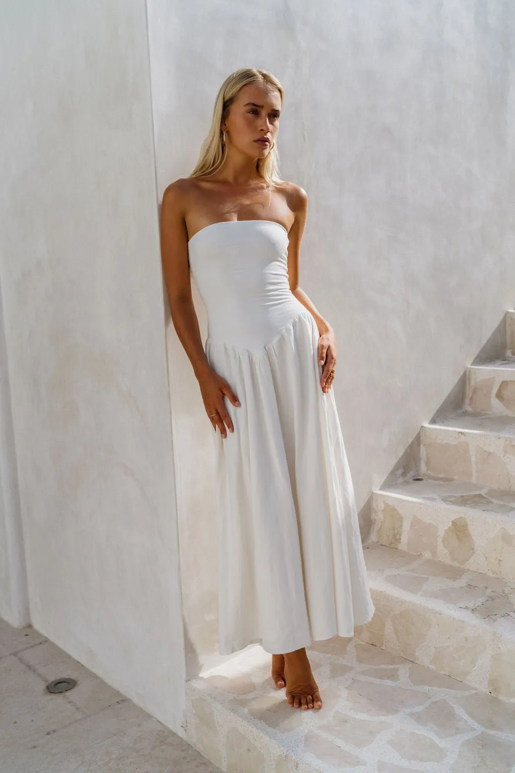 Mackenzie Dress in White Linen