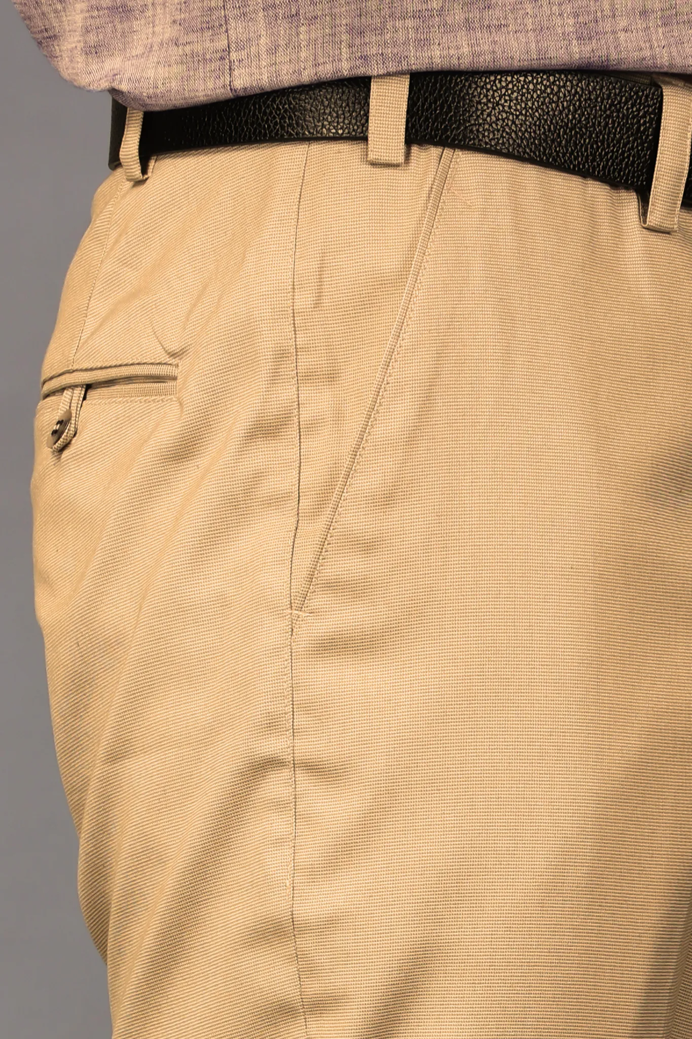 Maple Beige Textured Stretch Trousers