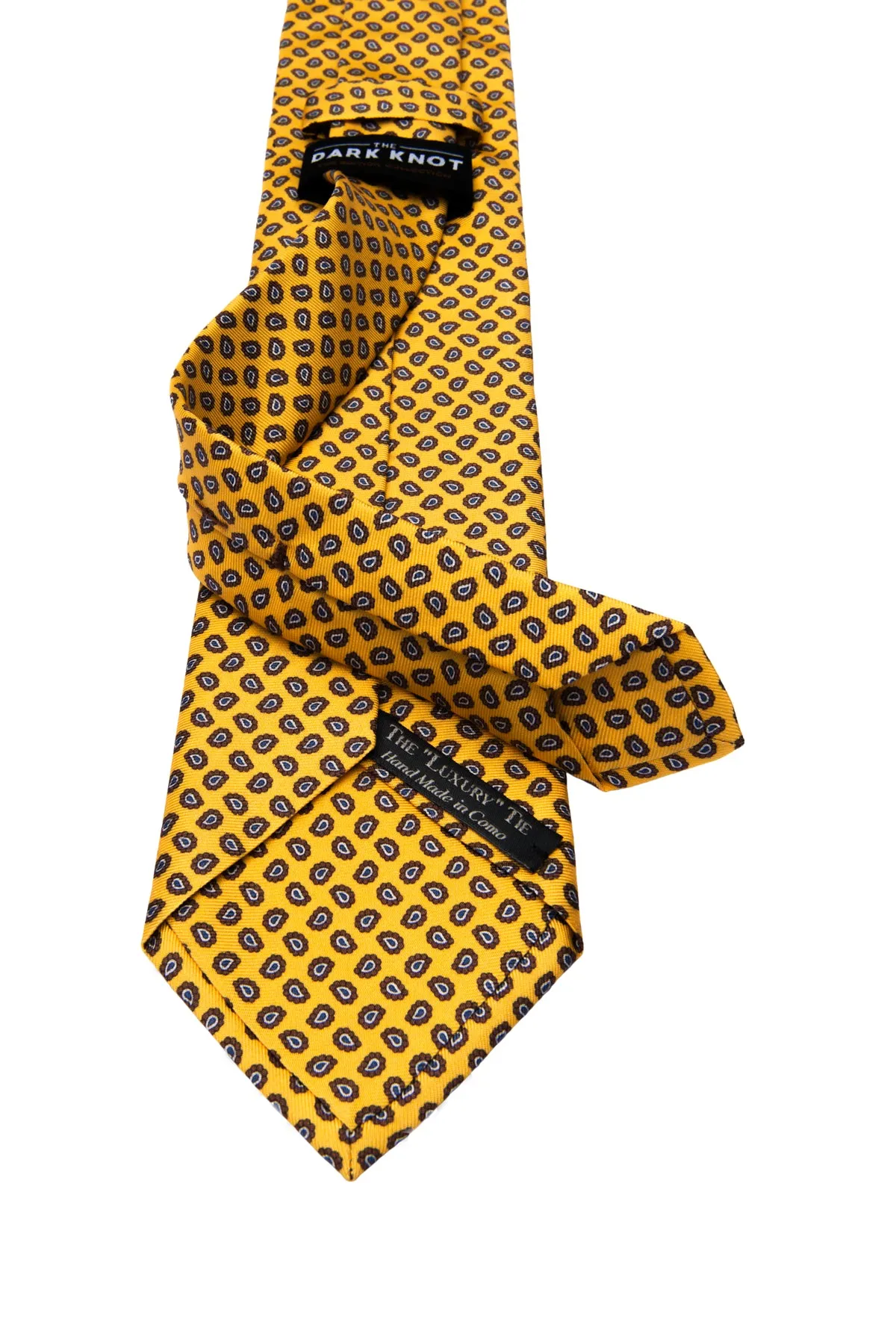 Menaggio Printed Foulard Silk Tie, Yellow / Brown