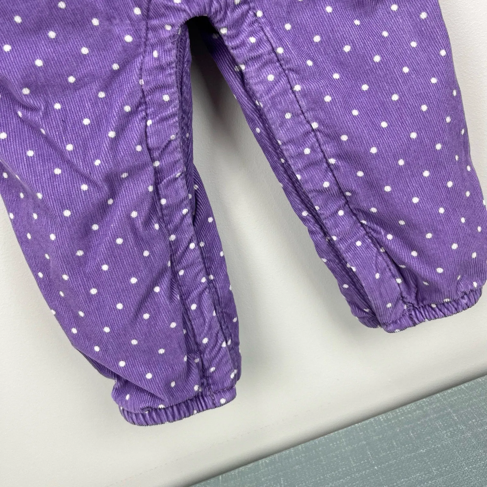 Mini Boden Cord Dungaree Set Aster Purple Pin Spot Bunny 12-18 Months