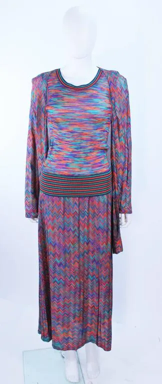 MISSONI 5 pc Purple, Turqouise Zig Zag Knit Ensemble Size 6-8