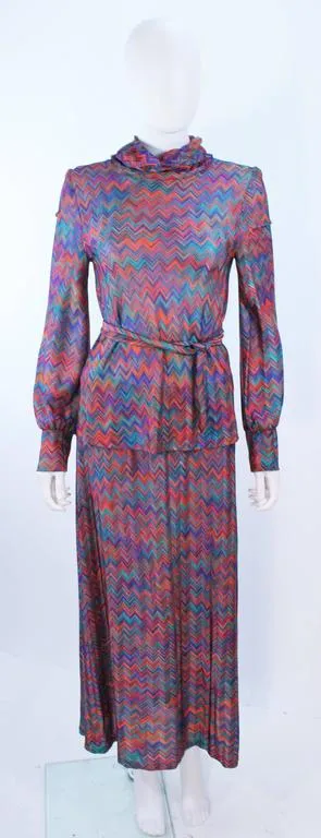 MISSONI 5 pc Purple, Turqouise Zig Zag Knit Ensemble Size 6-8