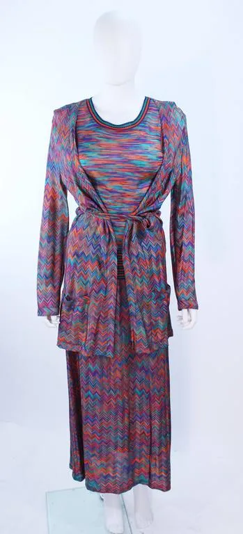 MISSONI 5 pc Purple, Turqouise Zig Zag Knit Ensemble Size 6-8