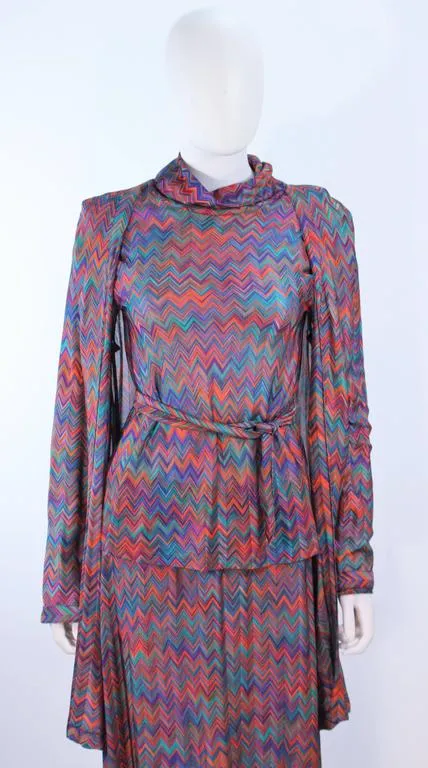 MISSONI 5 pc Purple, Turqouise Zig Zag Knit Ensemble Size 6-8