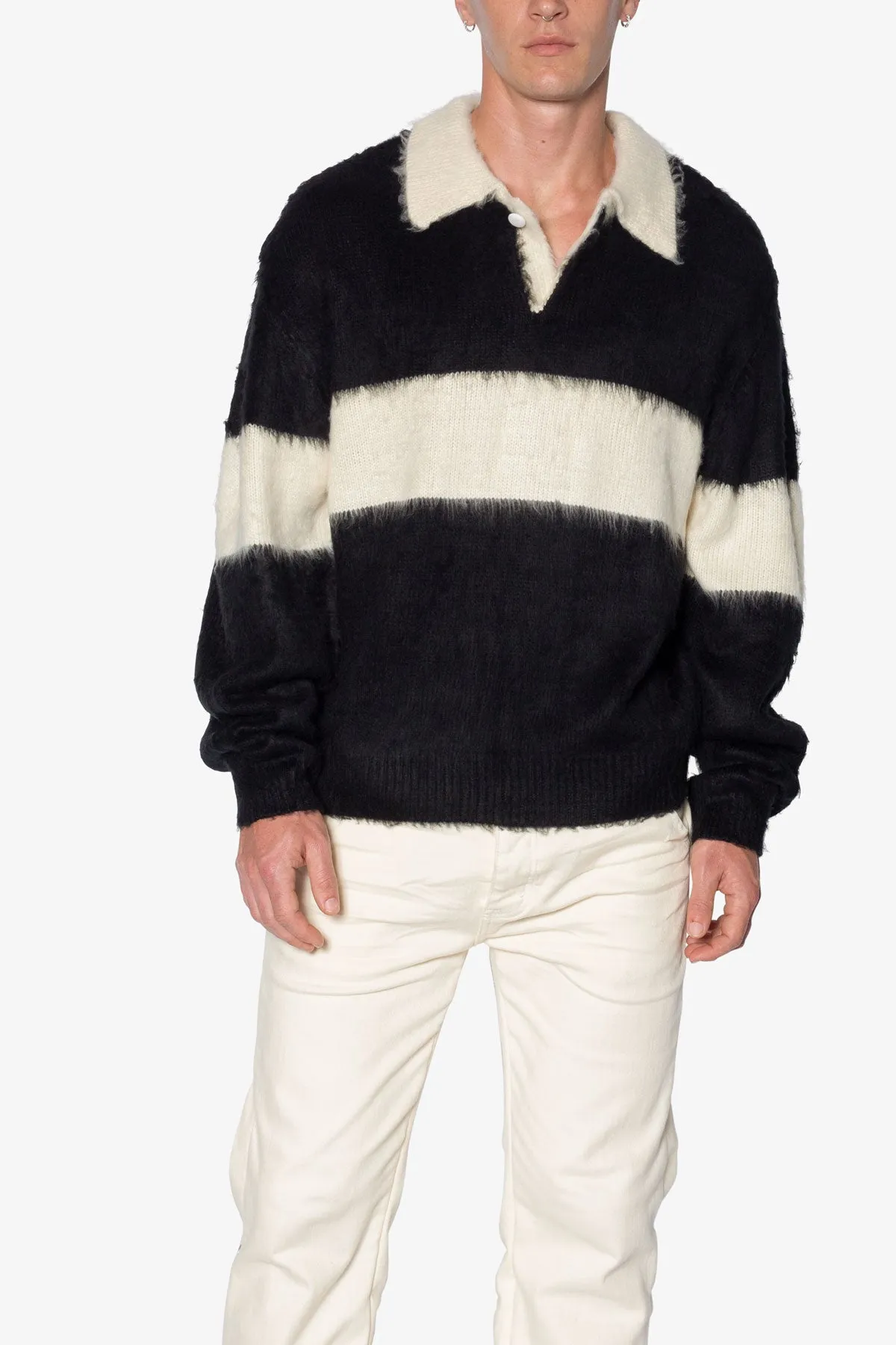 Mohair Rugby Sweater - Black/White