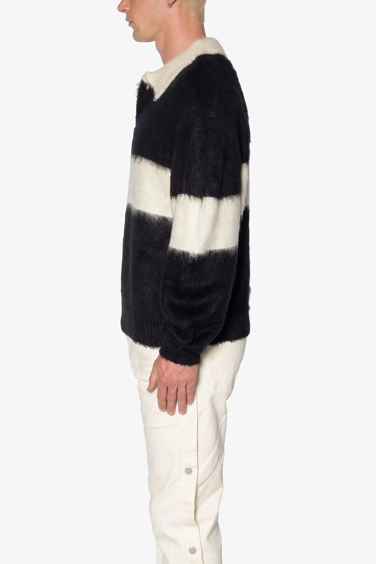 Mohair Rugby Sweater - Black/White