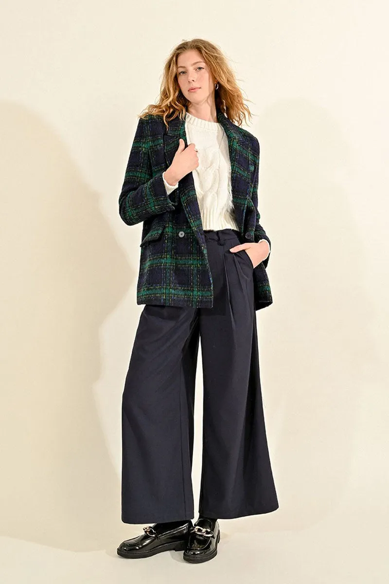 Molly Bracken Navy High Waisted Palazzo Trousers