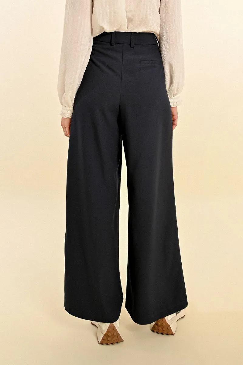 Molly Bracken Navy High Waisted Palazzo Trousers