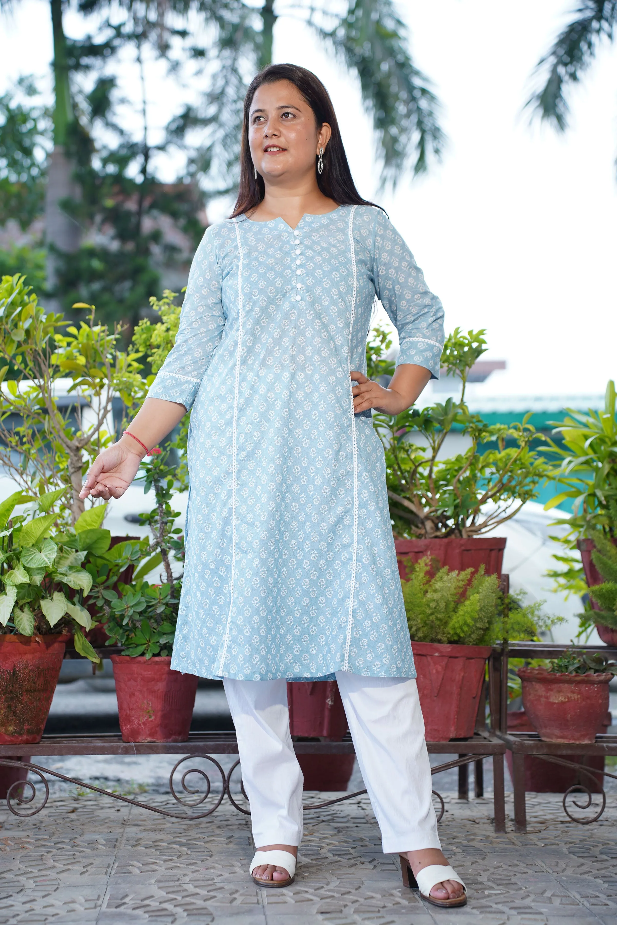 Morning Dew Block Print Suit Set