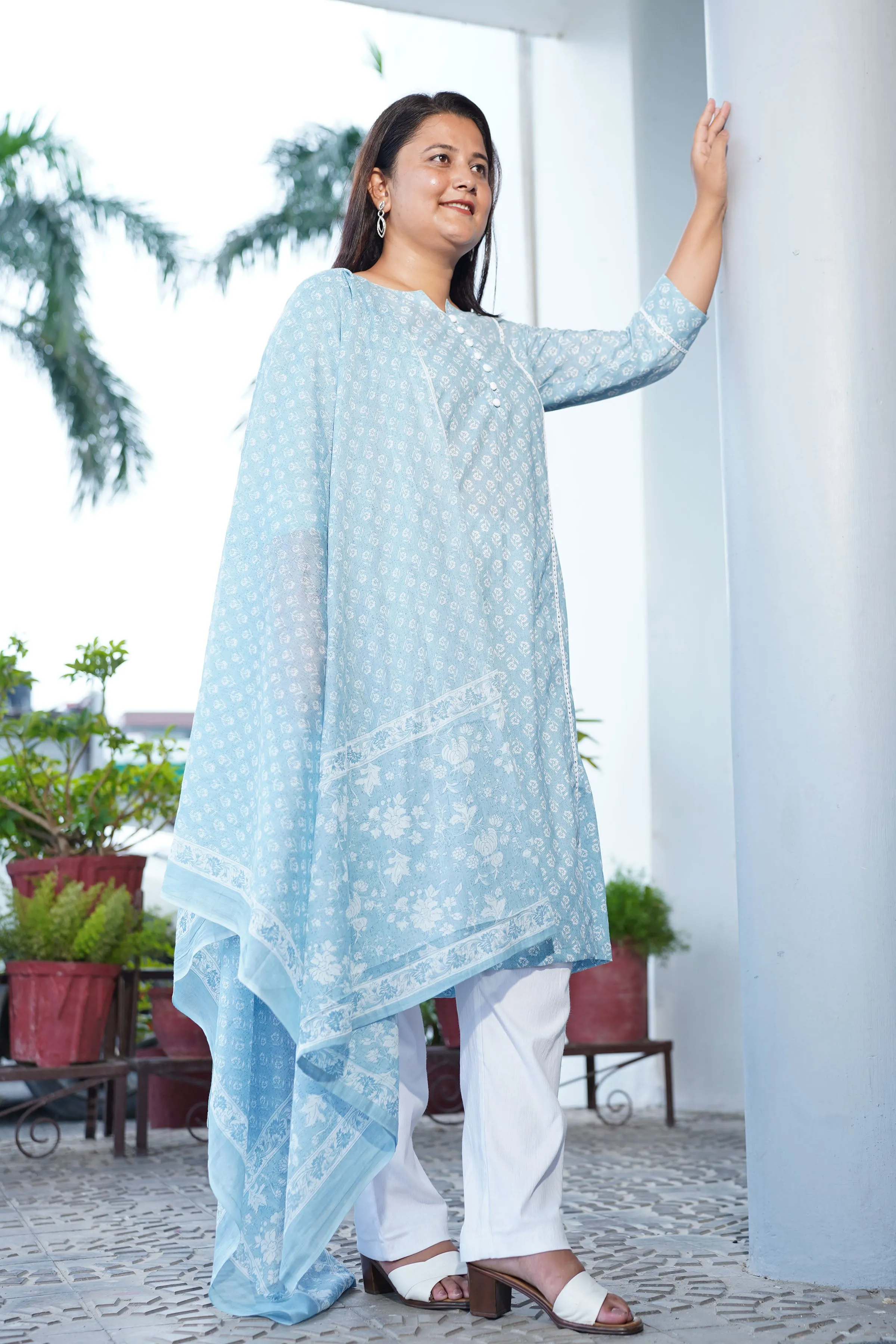 Morning Dew Block Print Suit Set