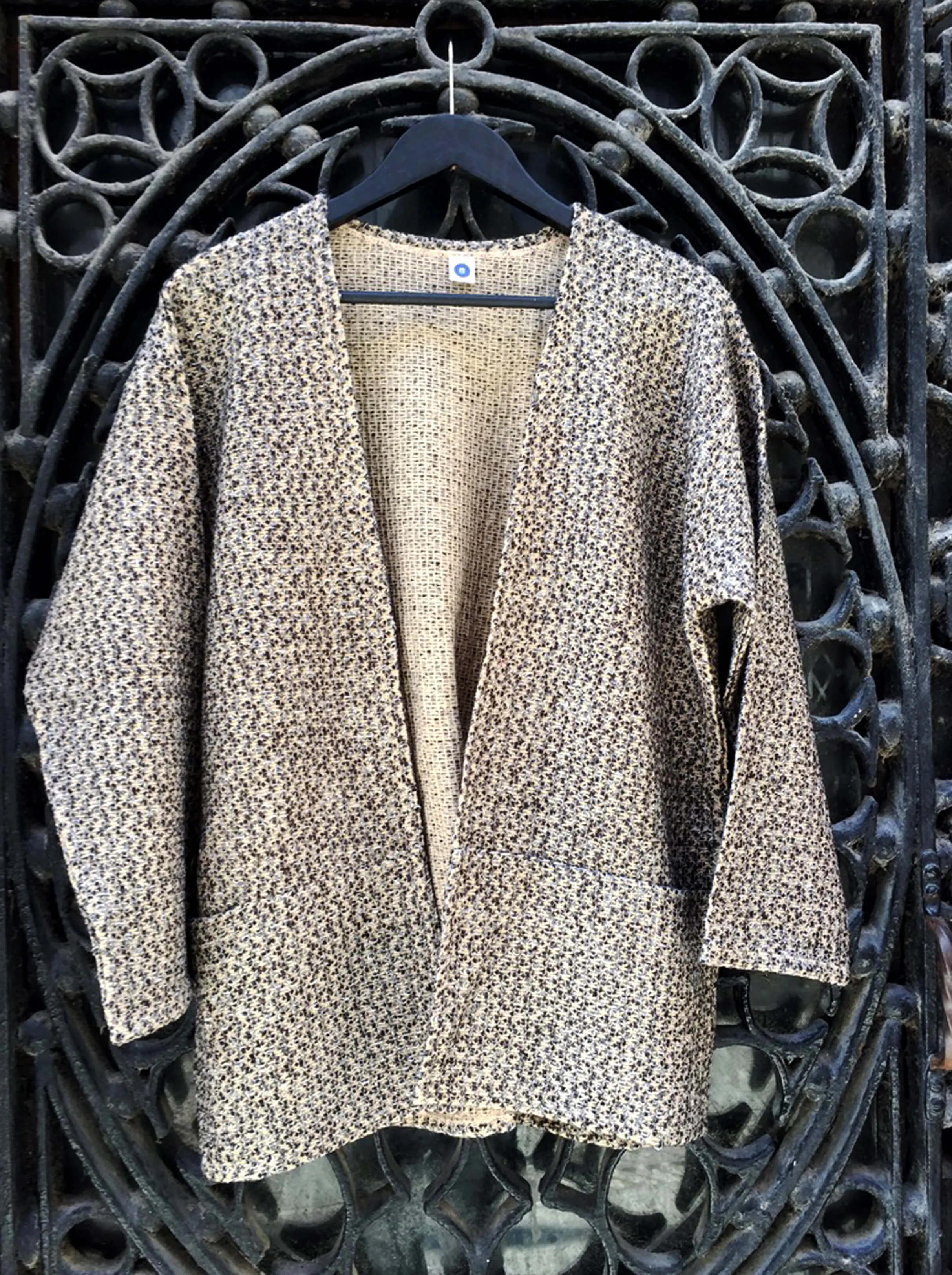 Mottled Knitted Jacket Camel and Black