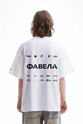 MULTILOGO CYRILLIC WHITE T-SHIRT