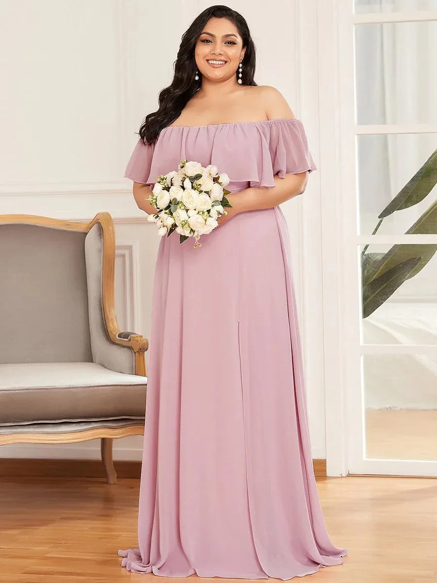 Off the Shoulder High Split Bridesmaid Dress