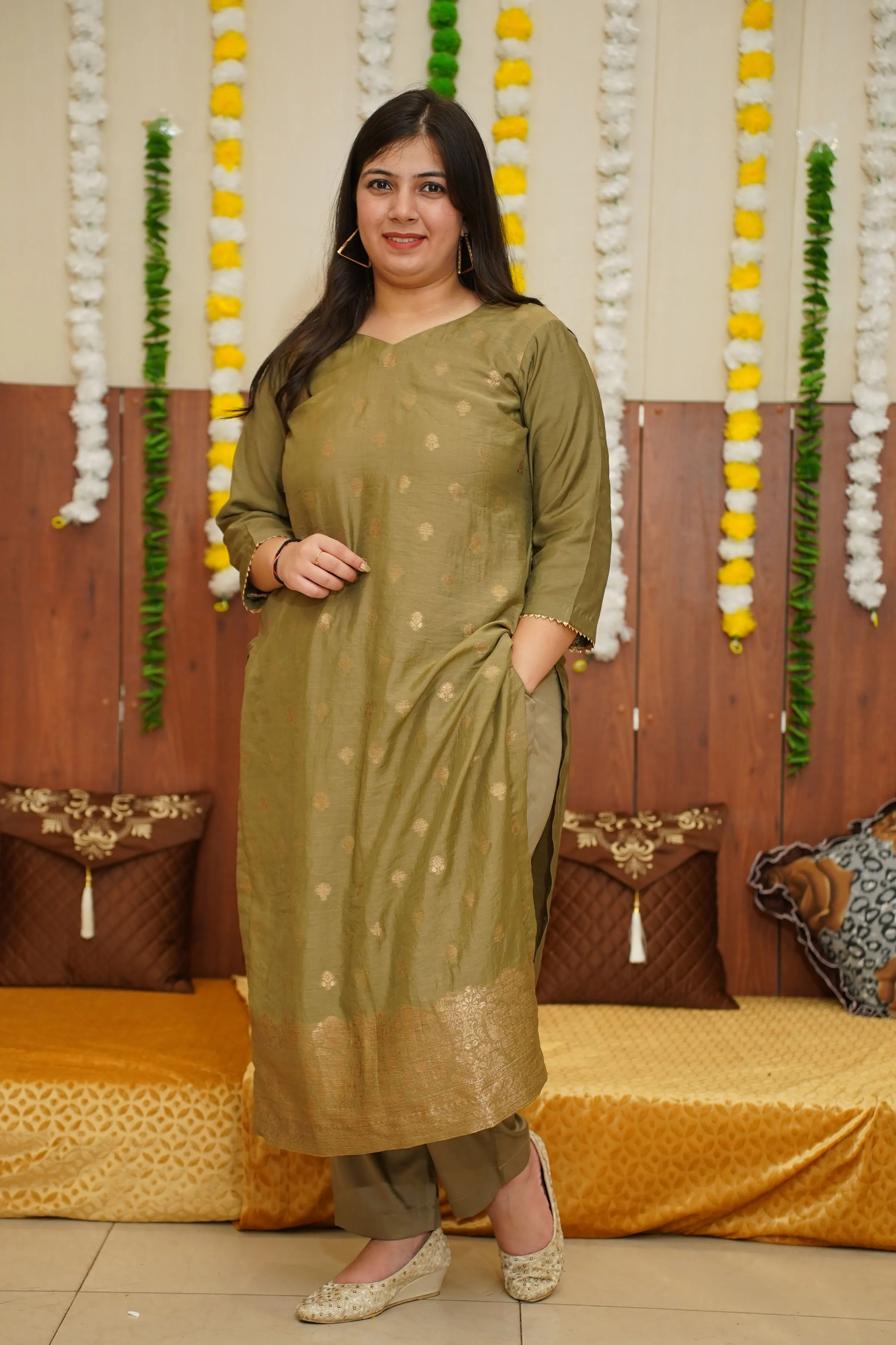 Olive Opulence Fancy Suit Set