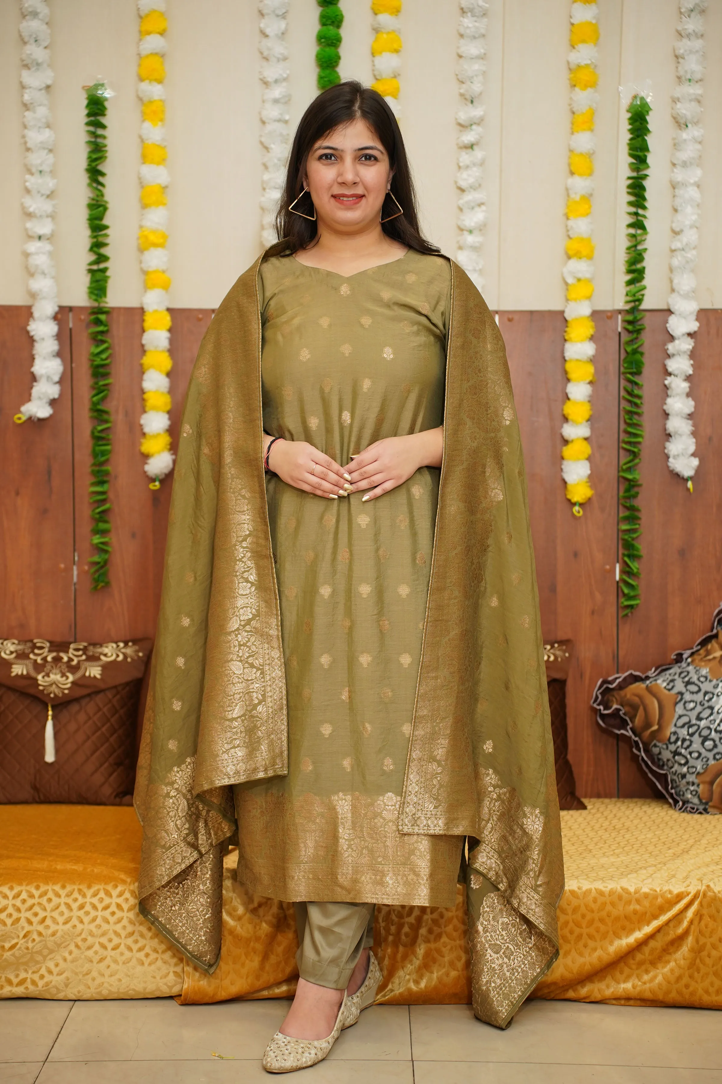 Olive Opulence Fancy Suit Set