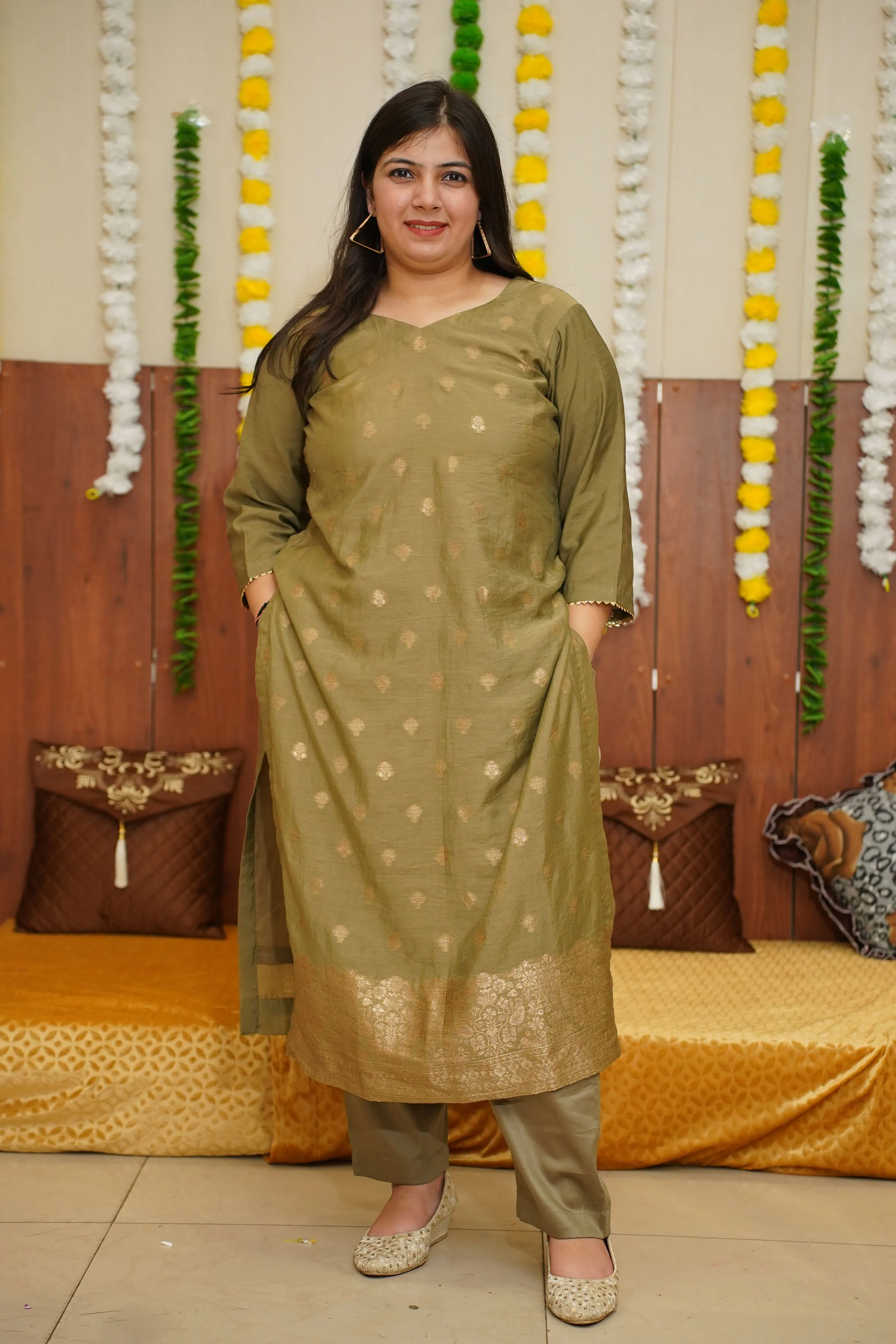 Olive Opulence Fancy Suit Set