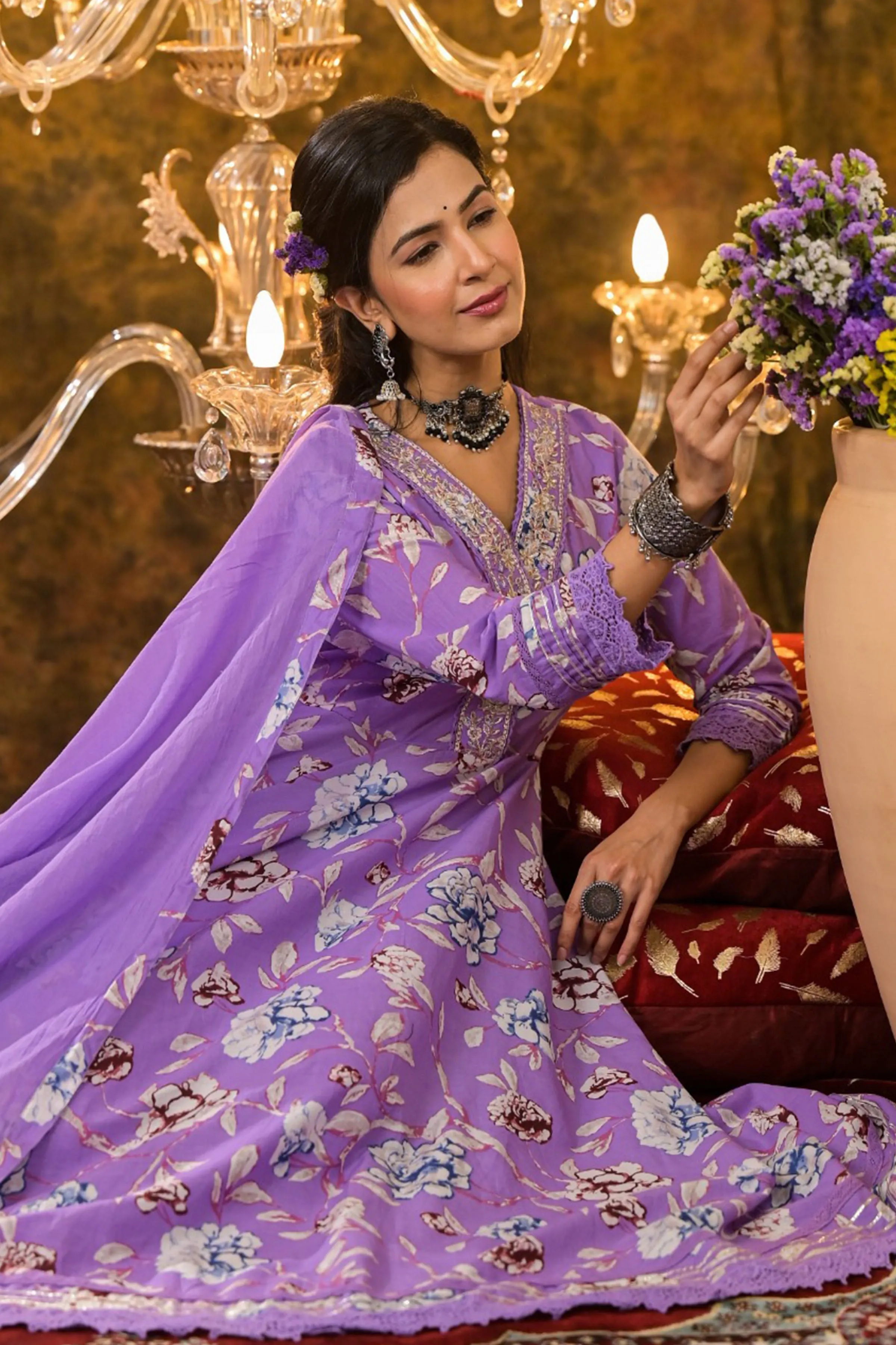 Orchid Delight Floral Anarkali Set