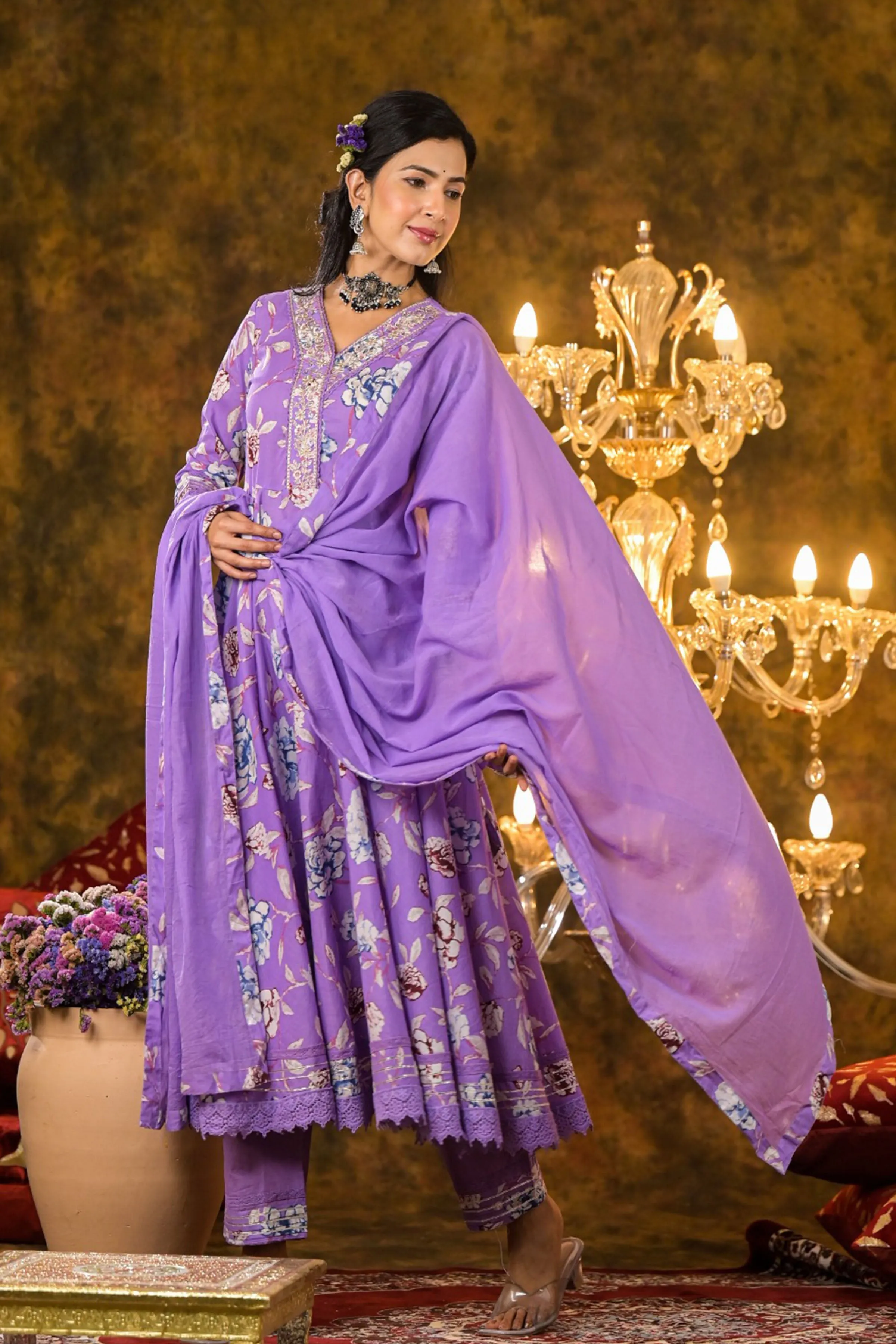 Orchid Delight Floral Anarkali Set