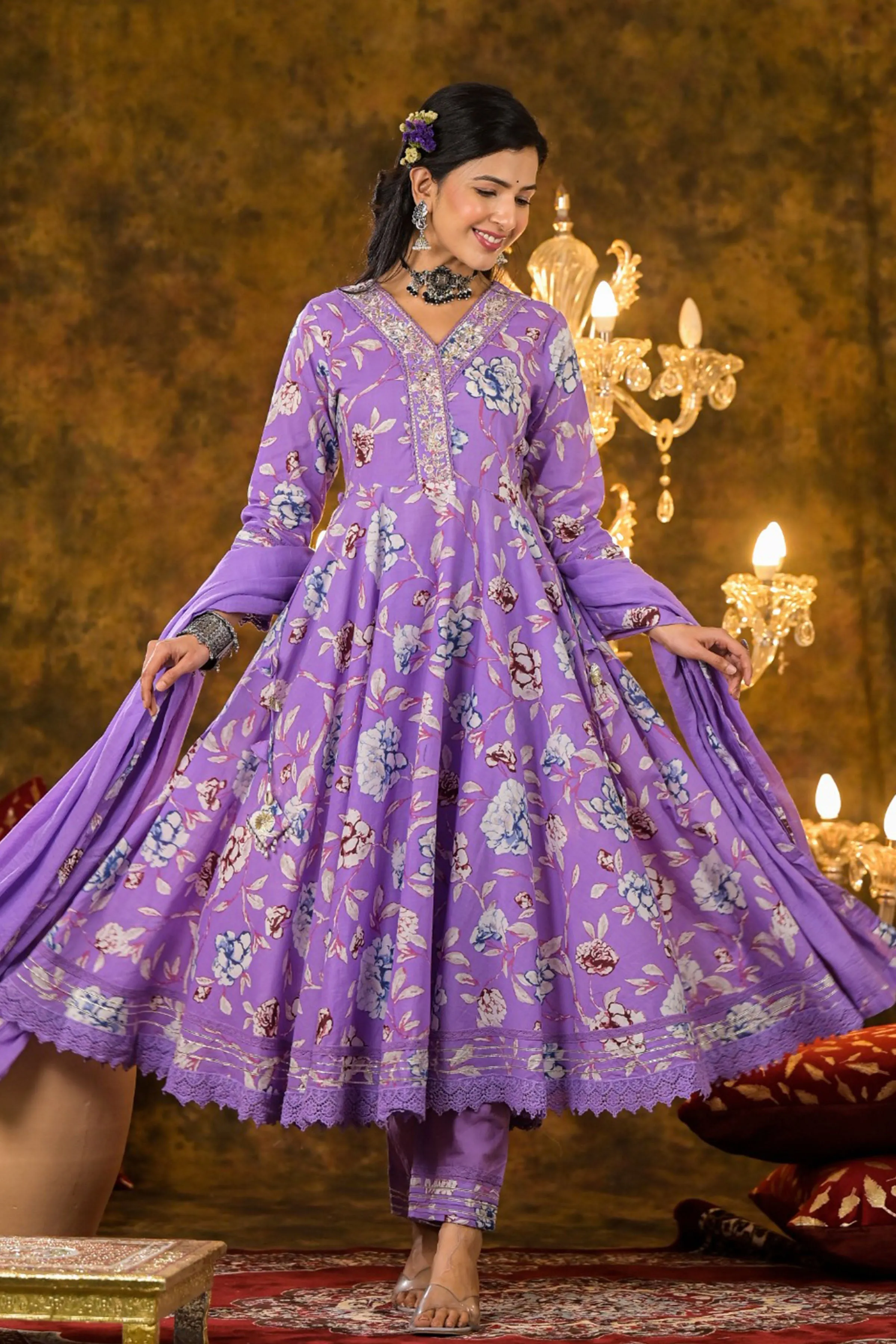 Orchid Delight Floral Anarkali Set