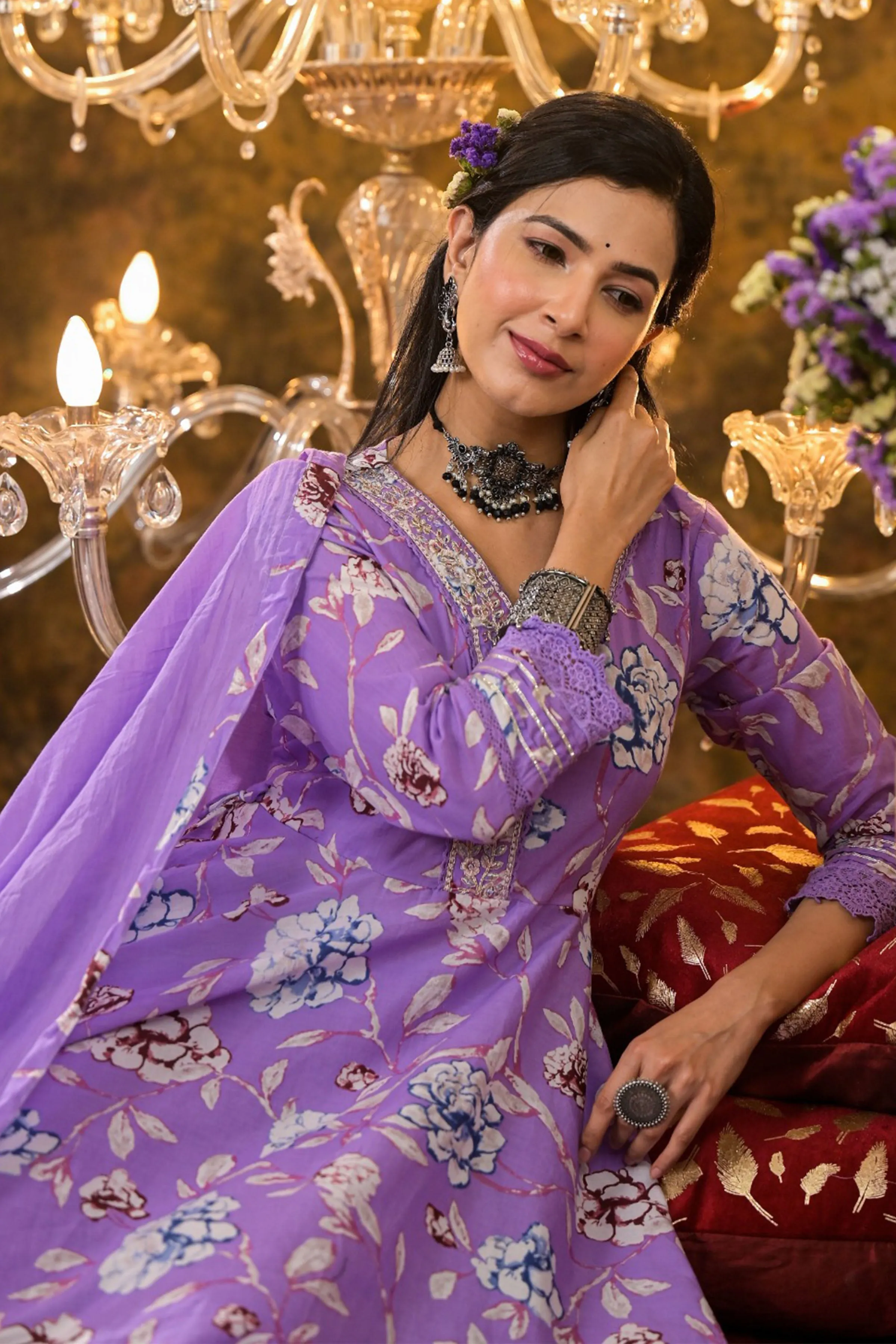 Orchid Delight Floral Anarkali Set