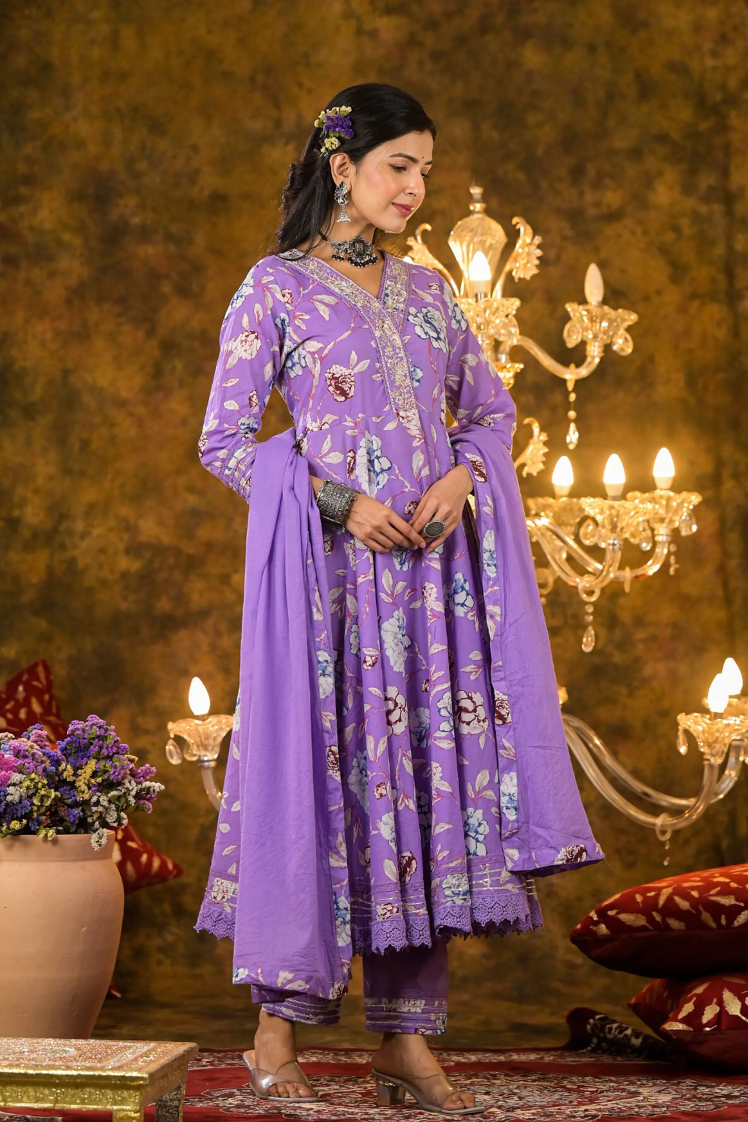 Orchid Delight Floral Anarkali Set