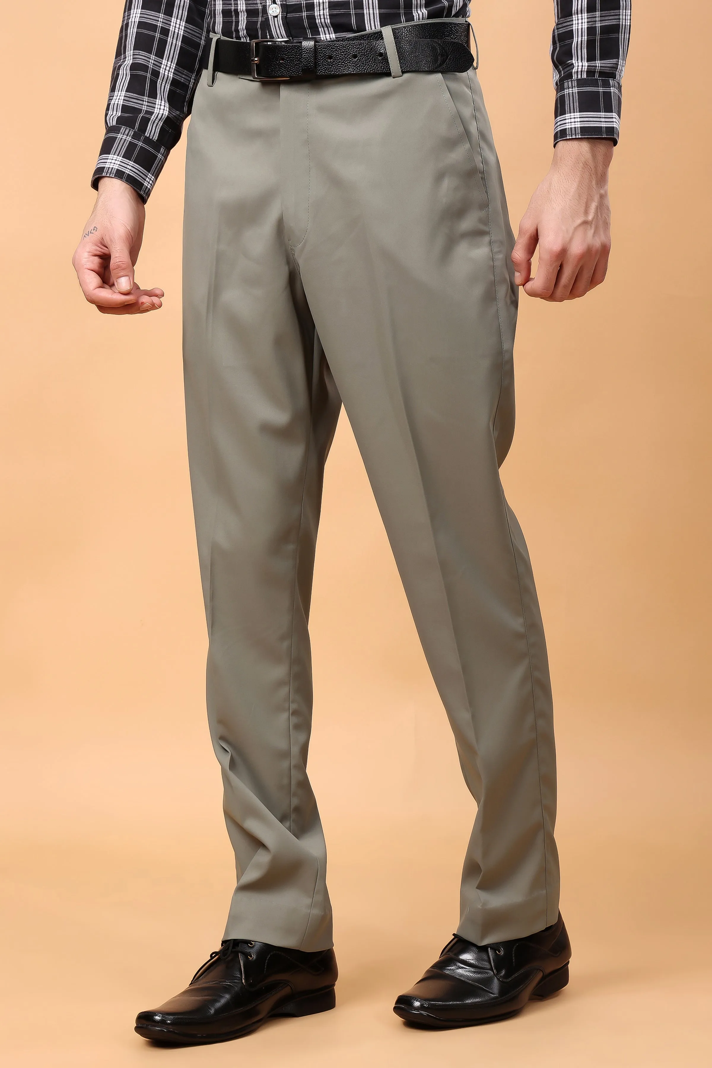 Pale Mint Solid Formal Trousers