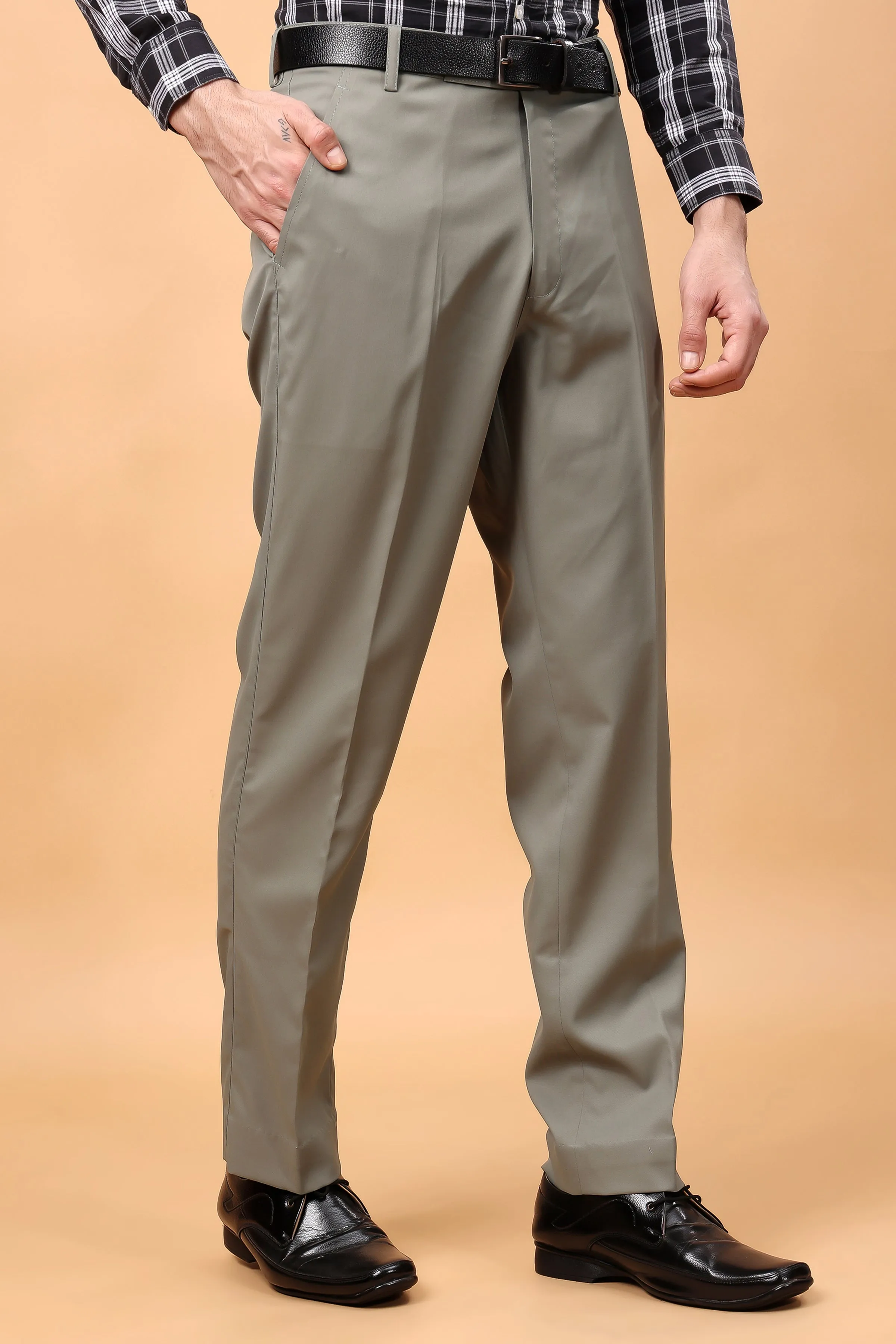 Pale Mint Solid Formal Trousers