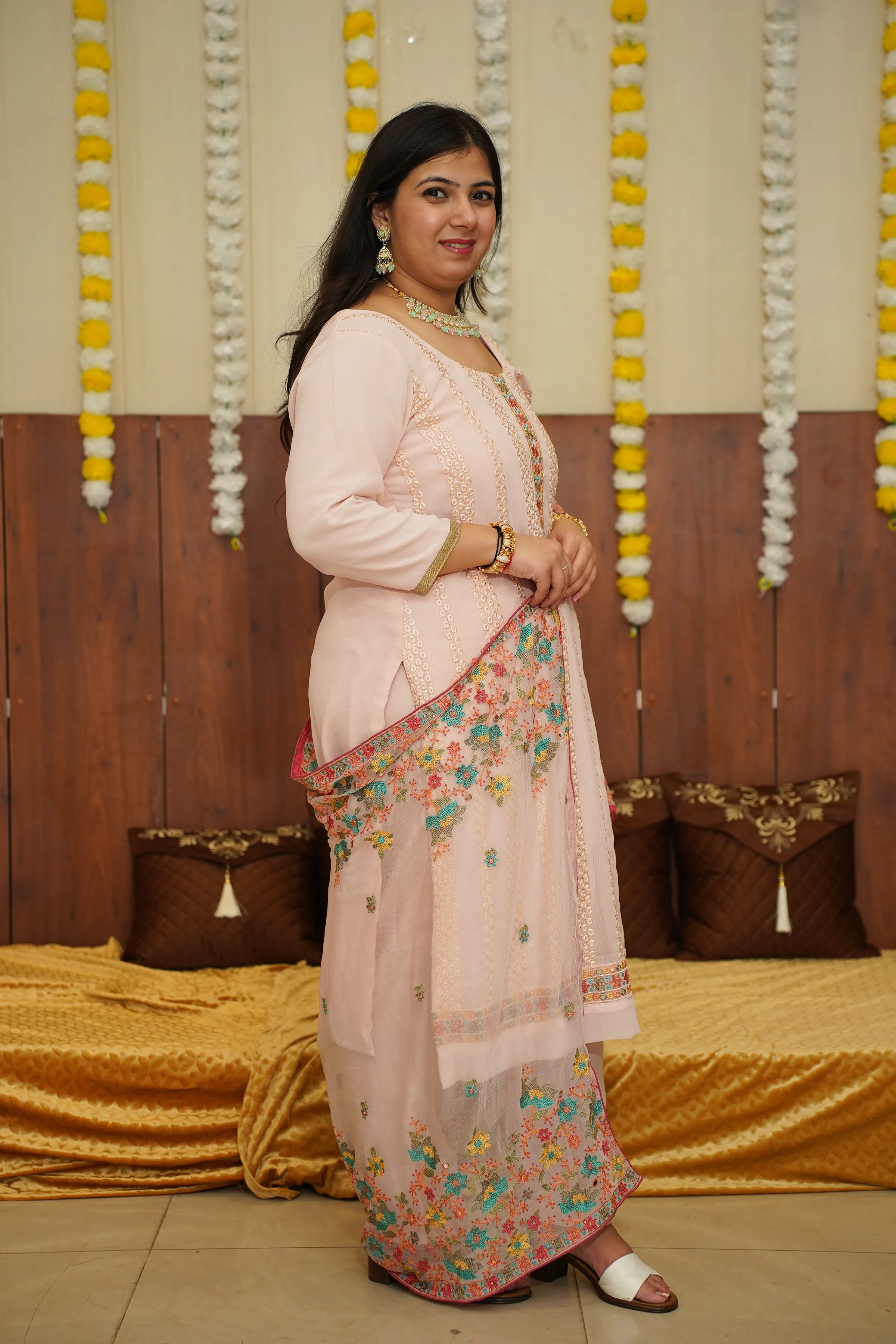 Pastel Pink Georgette Suit Set