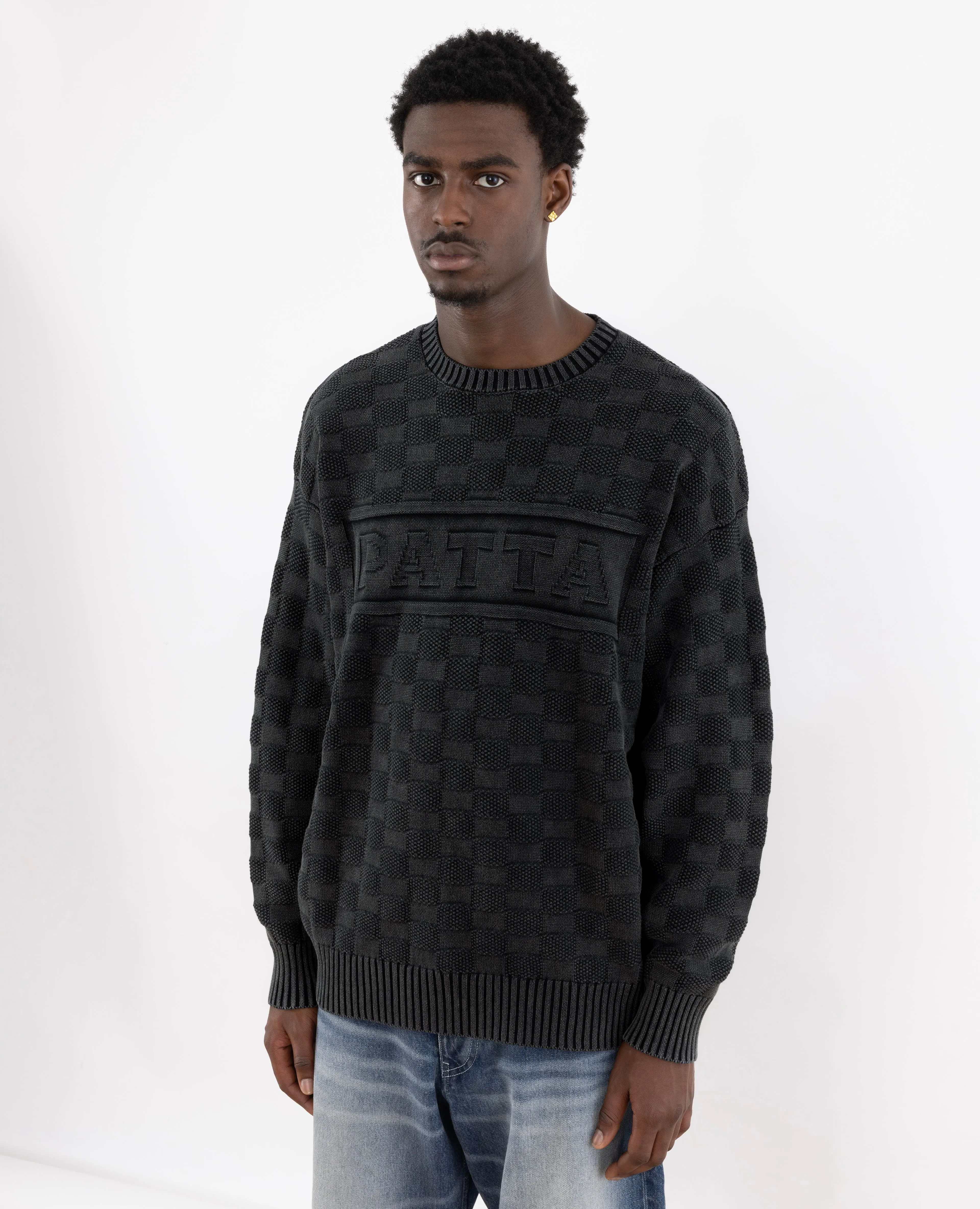 Patta Purl Ribbed Knitted Sweater (Pirate Black)