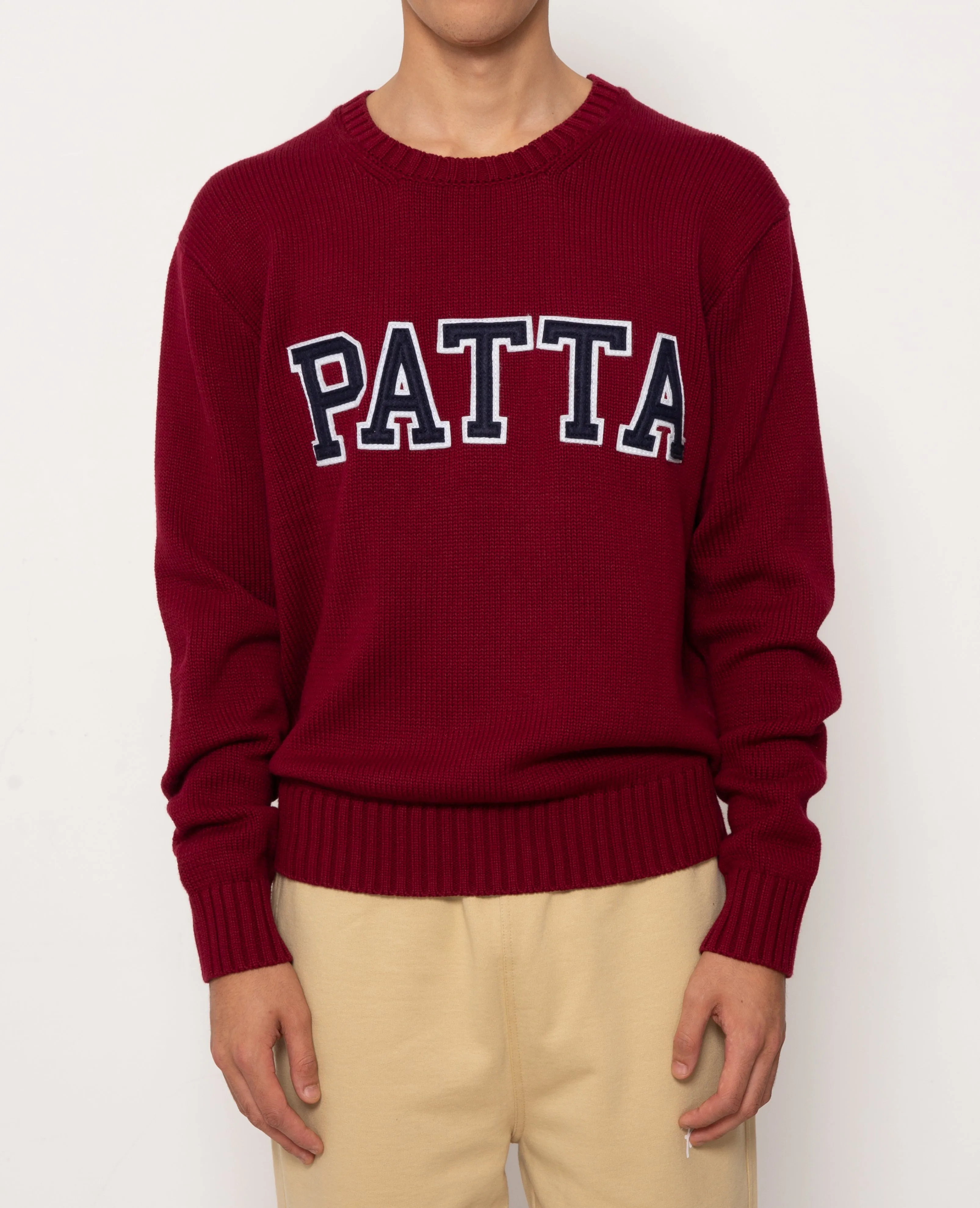 Patta University Knitted Sweater (Oxblood Red)