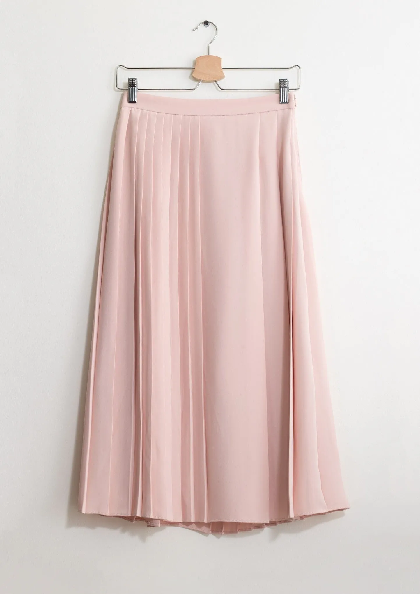 Pink Pleats Midi Skirt