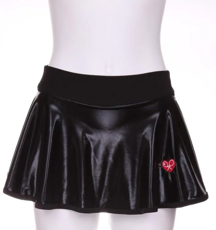 Pleather Black Tennis LOVE “O” Skirt