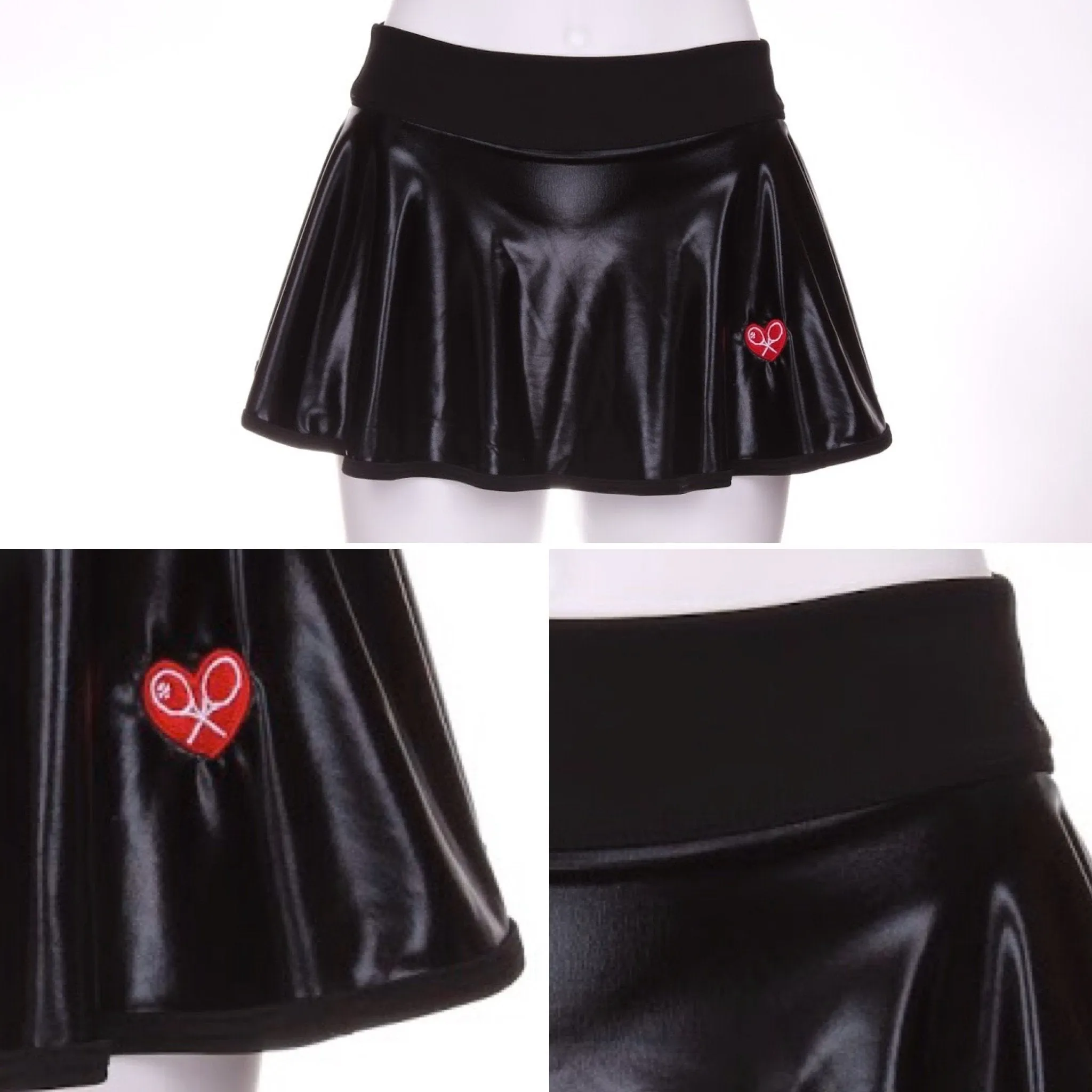 Pleather Black Tennis LOVE “O” Skirt