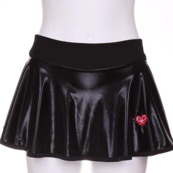 Pleather Black Tennis LOVE “O” Skirt