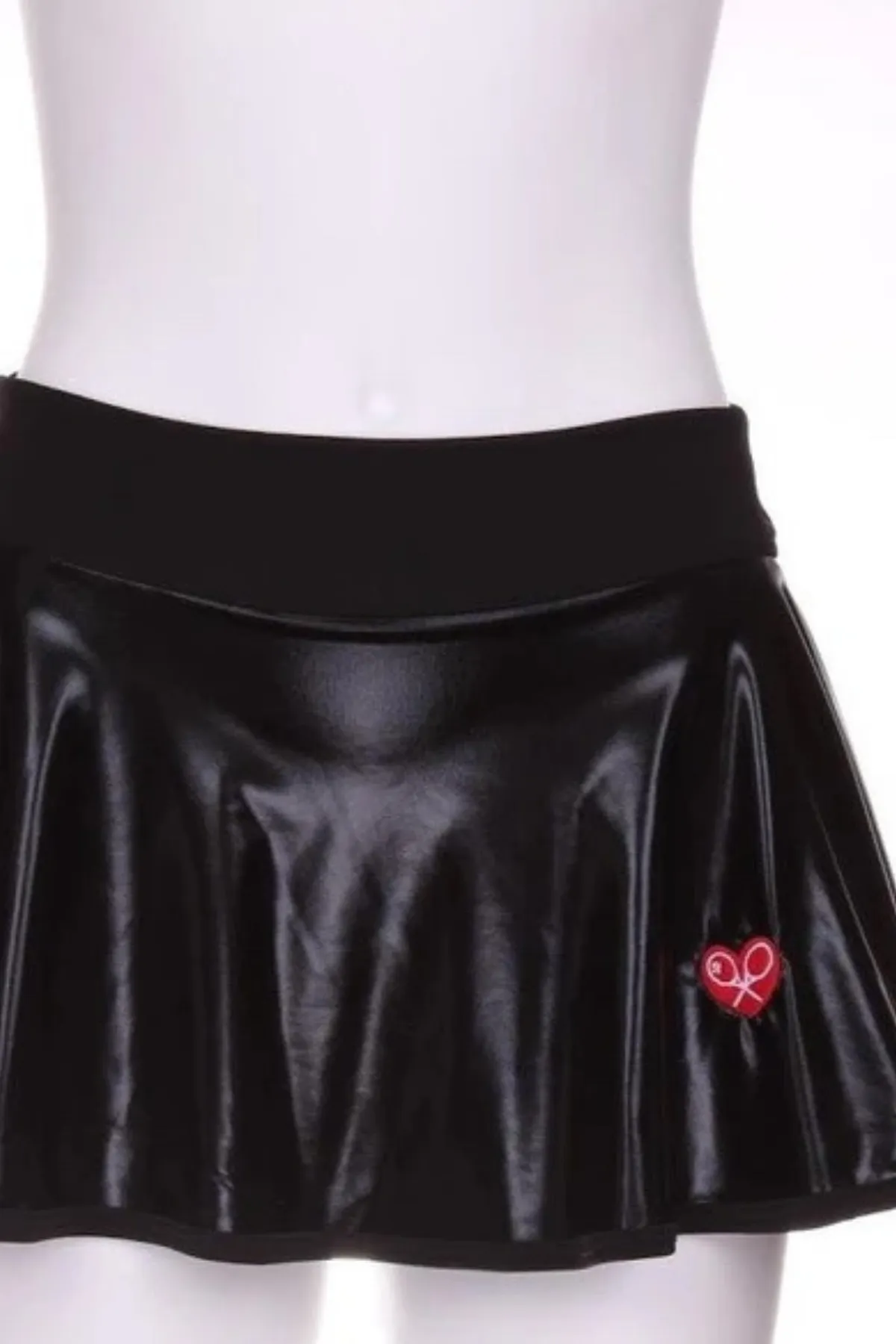 Pleather Black Tennis LOVE “O” Skirt