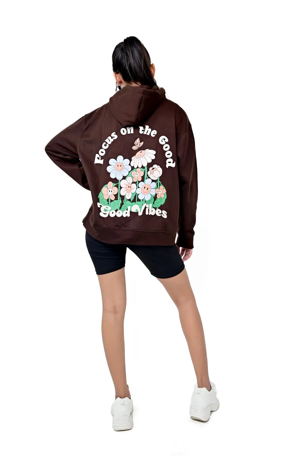 Printed Brown Oversized Hoodie