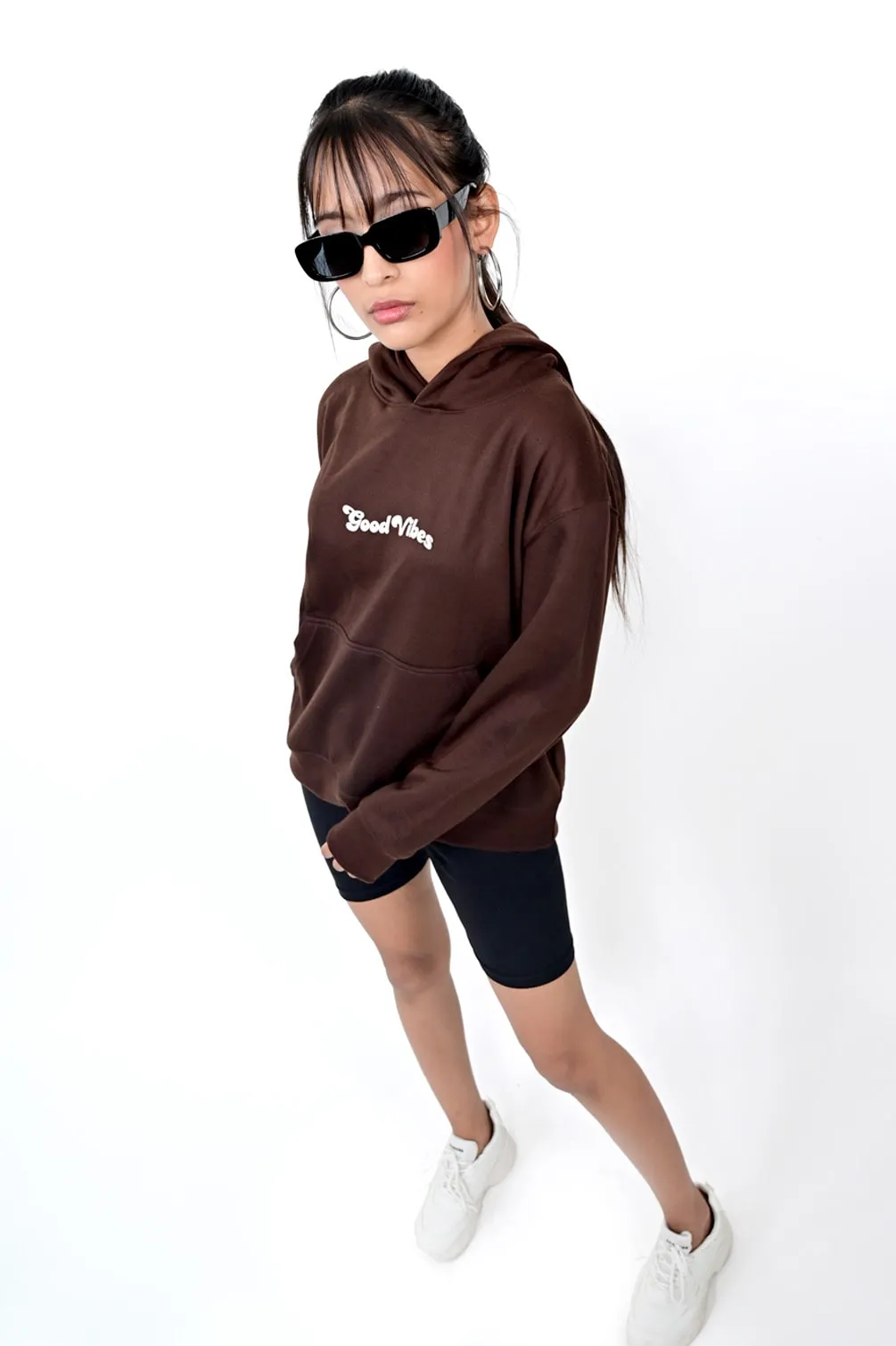 Printed Brown Oversized Hoodie