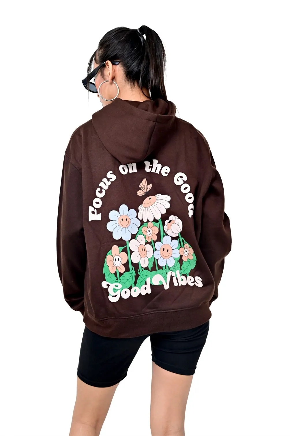 Printed Brown Oversized Hoodie