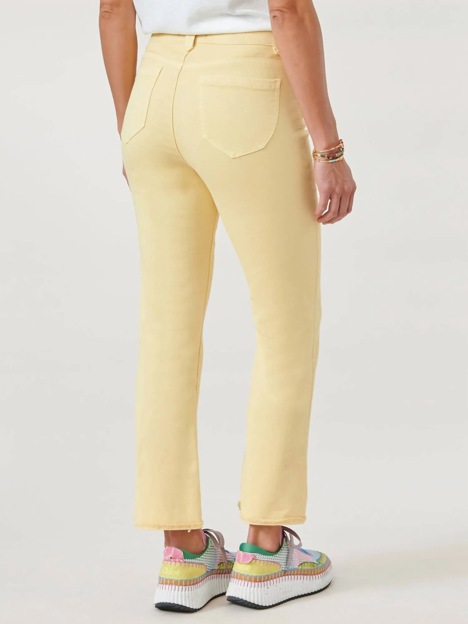 "Ab"Solution High Rise Colored Itty Bitty Flare Jean in Yellow