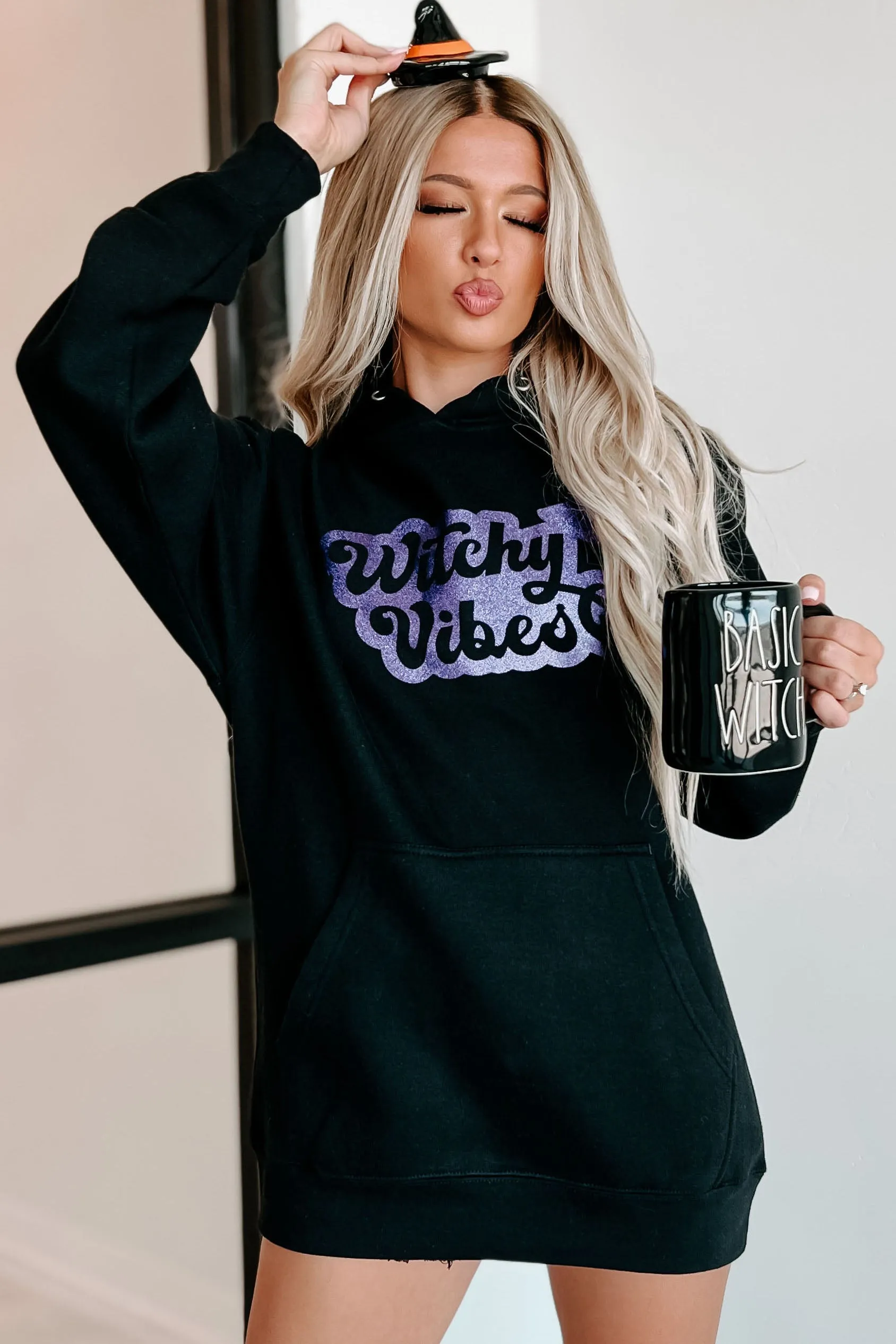 "Witchy Vibes" Glitter Graphic - Multiple Shirt Options (Black) - Print On Demand