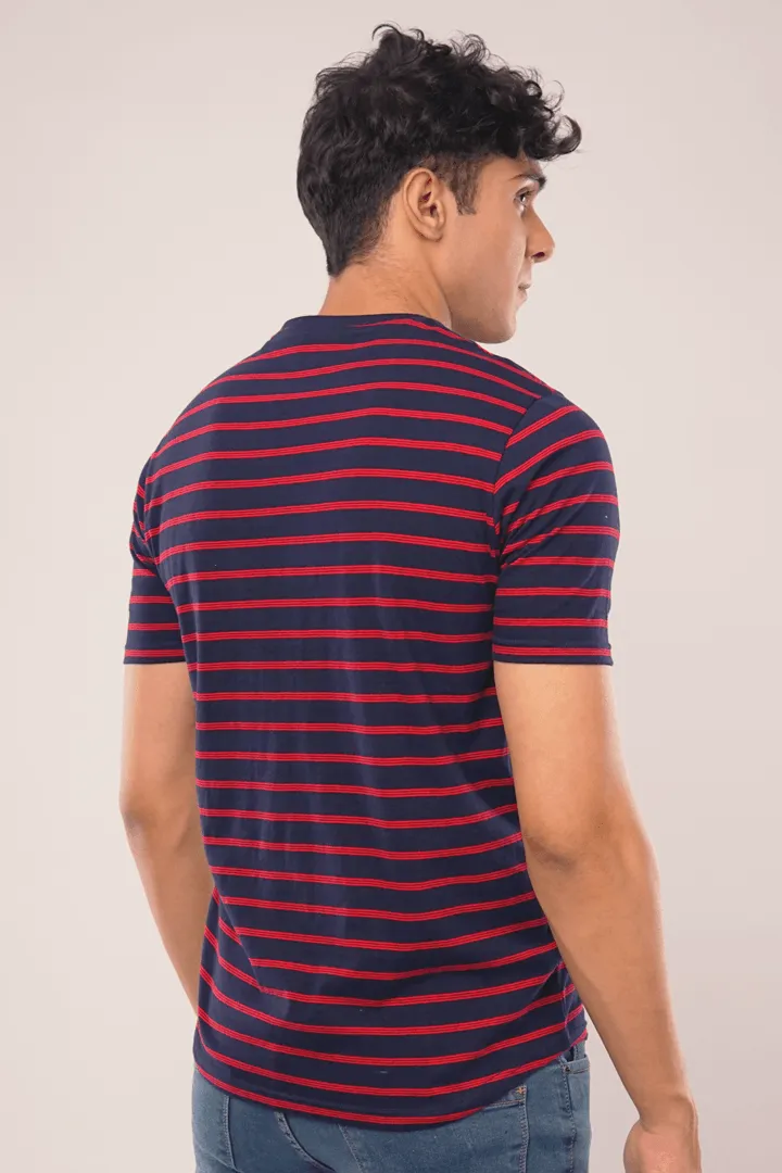 Red Stripes Half Sleeve T-Shirt