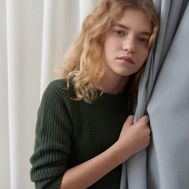 Rib Sweater in 100% Merino - Forest AW23 (4-9y) *Last ones