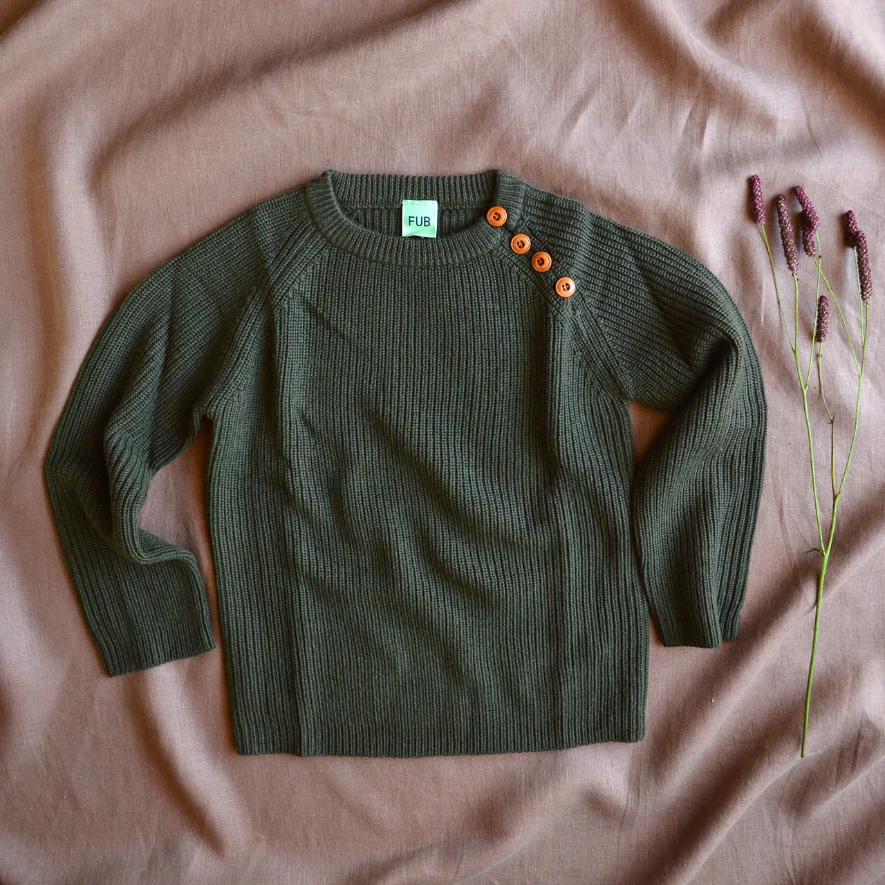 Rib Sweater in 100% Merino - Forest AW23 (4-9y) *Last ones