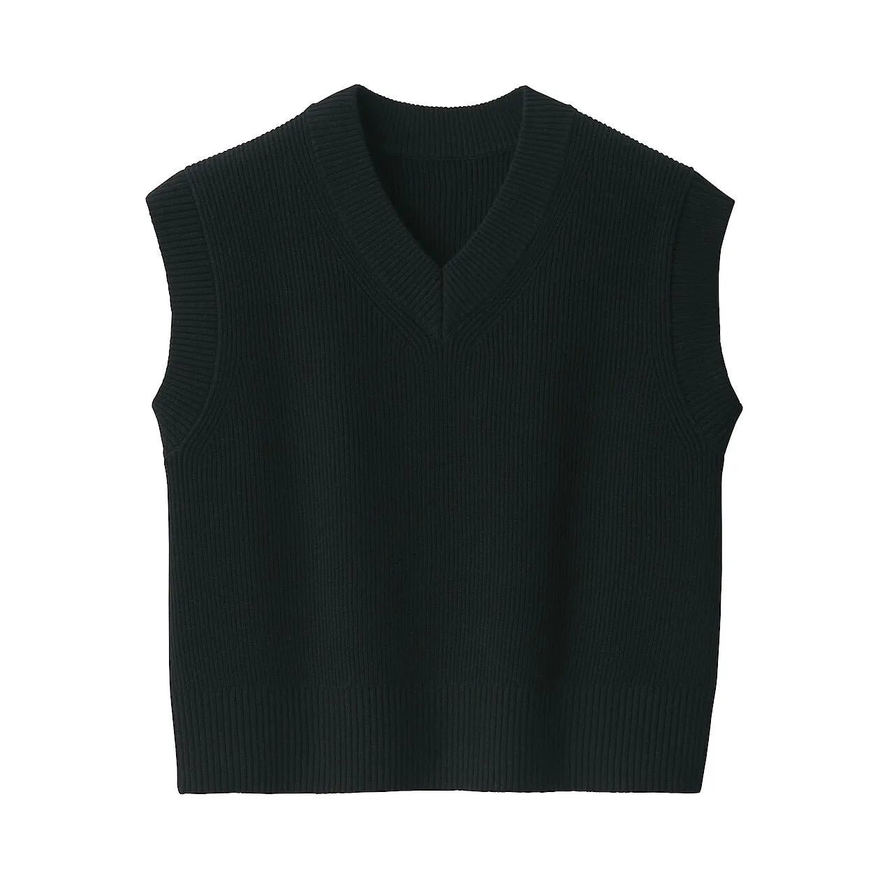 Ribbed Knit V-Neck Short Sweater Vest