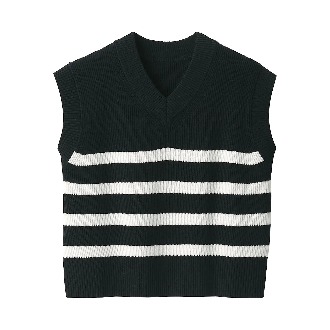 Ribbed Knit V-Neck Short Sweater Vest