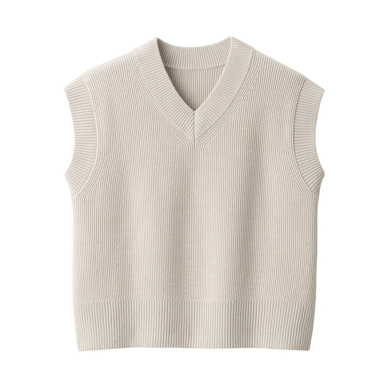 Ribbed Knit V-Neck Short Sweater Vest